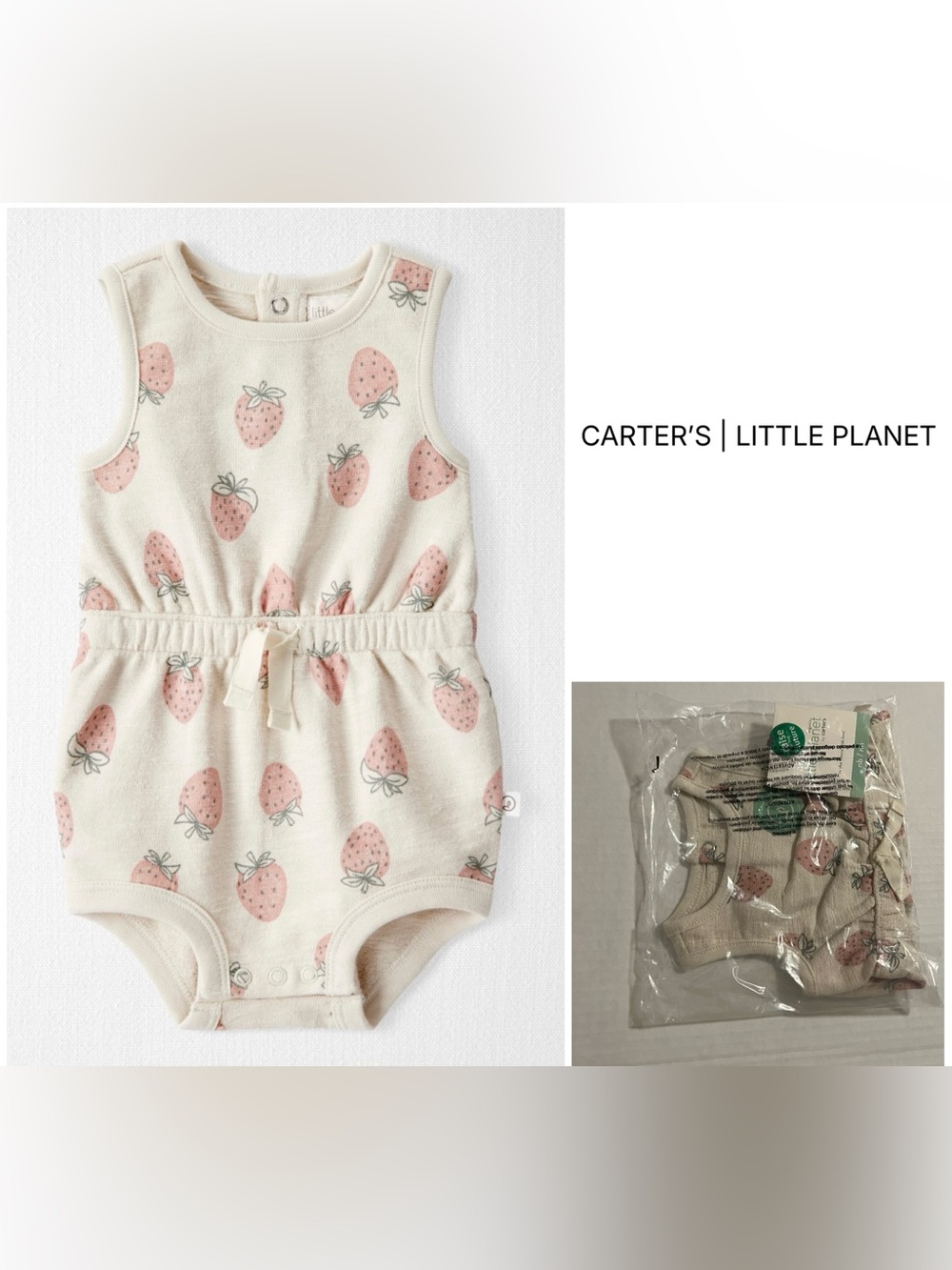 CARTER’S LITTLE PLANET - NB - NWT - INFANT GIRLS STRAWBERRY ROMPER